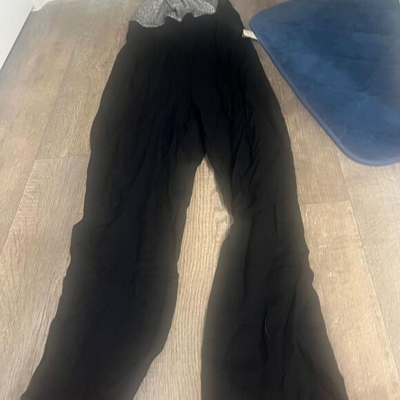 Vintage 80s sleeveless black wide leg metallic ailver jumpsuit size 4 - Picture 9 of 12